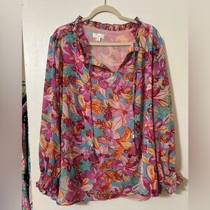 Floral Chiffon Blouse - Multicolor
